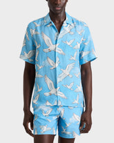 Linen Bowling Shirt Doves - VBQ x 3.PARADIS - Blue Jaipuy / Vilebrequin New