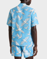 Linen Bowling Shirt Doves - VBQ x 3.PARADIS - Blue Jaipuy / Vilebrequin New