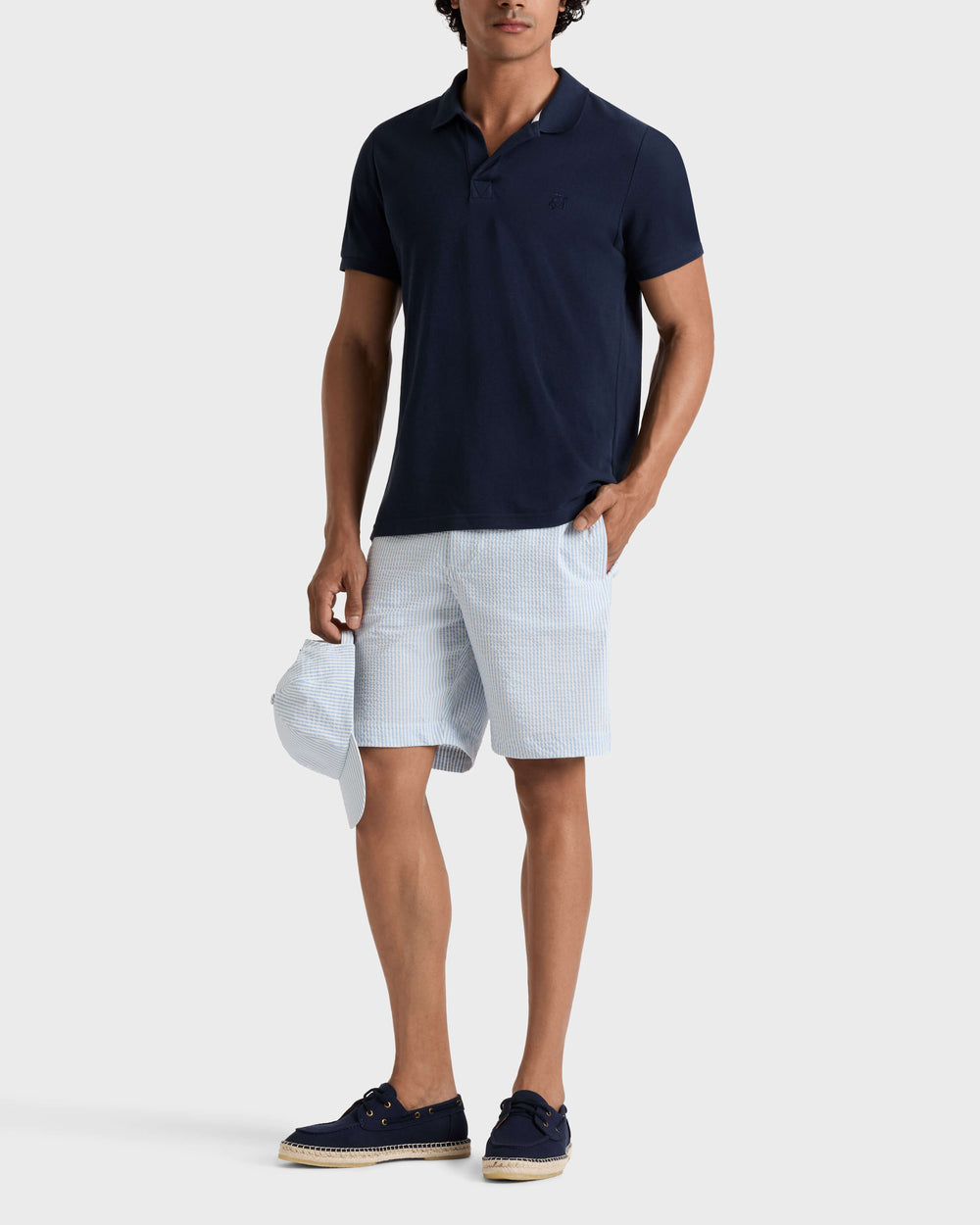 Stretch Cotton Bermuda Shorts Seersuckers Stripes - Blue Cloudy / Vilebrequin Online
