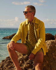 Linen Overshirt Solid - Green Wormwood / Vilebrequin On sale