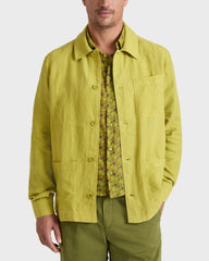 Linen Overshirt Solid - Green Wormwood / Vilebrequin On sale