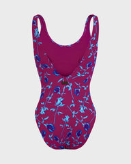 Low-back Swimsuit One-piece Roses - Red Crimson purple / Vilebrequin Online