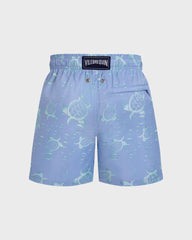 Boys Ultra-light and packable Swim Trunks Bubbles Turtles 3D - Blue Cloudy / Vilebrequin Outlet