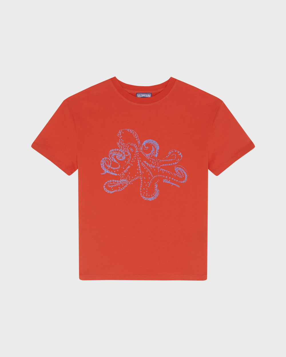 Boys Organic Cotton T-shirt Octopus - Poppy red / Vilebrequin For sale