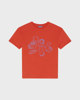 Boys Organic Cotton T-shirt Octopus - Poppy red / Vilebrequin For sale