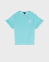 Girls Terry T-shirt Embroidered Turtle - Blue Oxygene / Vilebrequin On sale