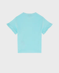 Girls Terry T-shirt Embroidered Turtle - Blue Oxygene / Vilebrequin On sale