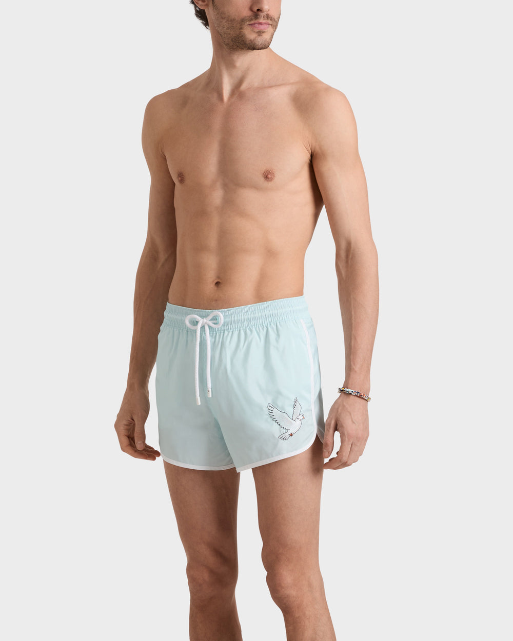 Swim Trunks Dove Placed Embroidery - VBQ x 3.PARADIS - Frosted blue / Vilebrequin Outlet