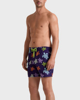 Micro-perforated Ultra-light and packable Swim Trunks Tortues Multicolores - Purple Violette / Vilebrequin Outlet