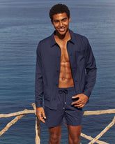 Micro-Perforated Ultra-Light and Packable Swim Trunks Solid - Blue Navy / Vilebrequin New