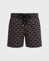 Stretch Short Swim Shorts Turtles Chains - Blue Navy / Vilebrequin Online