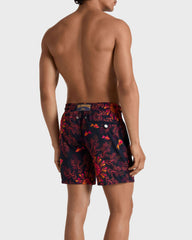 Embroidered Swim Trunks Coral Mandala - Limited Edition - Blue Navy / Vilebrequin On sale