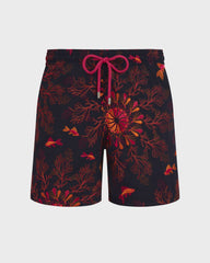 Embroidered Swim Trunks Coral Mandala - Limited Edition - Blue Navy / Vilebrequin On sale
