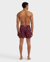 Swim Shorts Embroidered Micro Ronde Des Tortues - Limited Edition - Red Bacchus / Vilebrequin Outlet