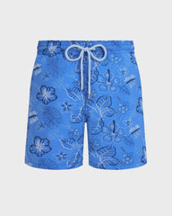 Embroidered Swim Trunks Island Flowers - Limited Edition - Blue Earthenware / Vilebrequin Discount