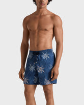 Embroidered Swim Trunks Octopus in Stripes - Limited Edition - Blue Evening / Vilebrequin Outlet