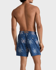 Embroidered Swim Trunks Octopus in Stripes - Limited Edition - Blue Evening / Vilebrequin Outlet