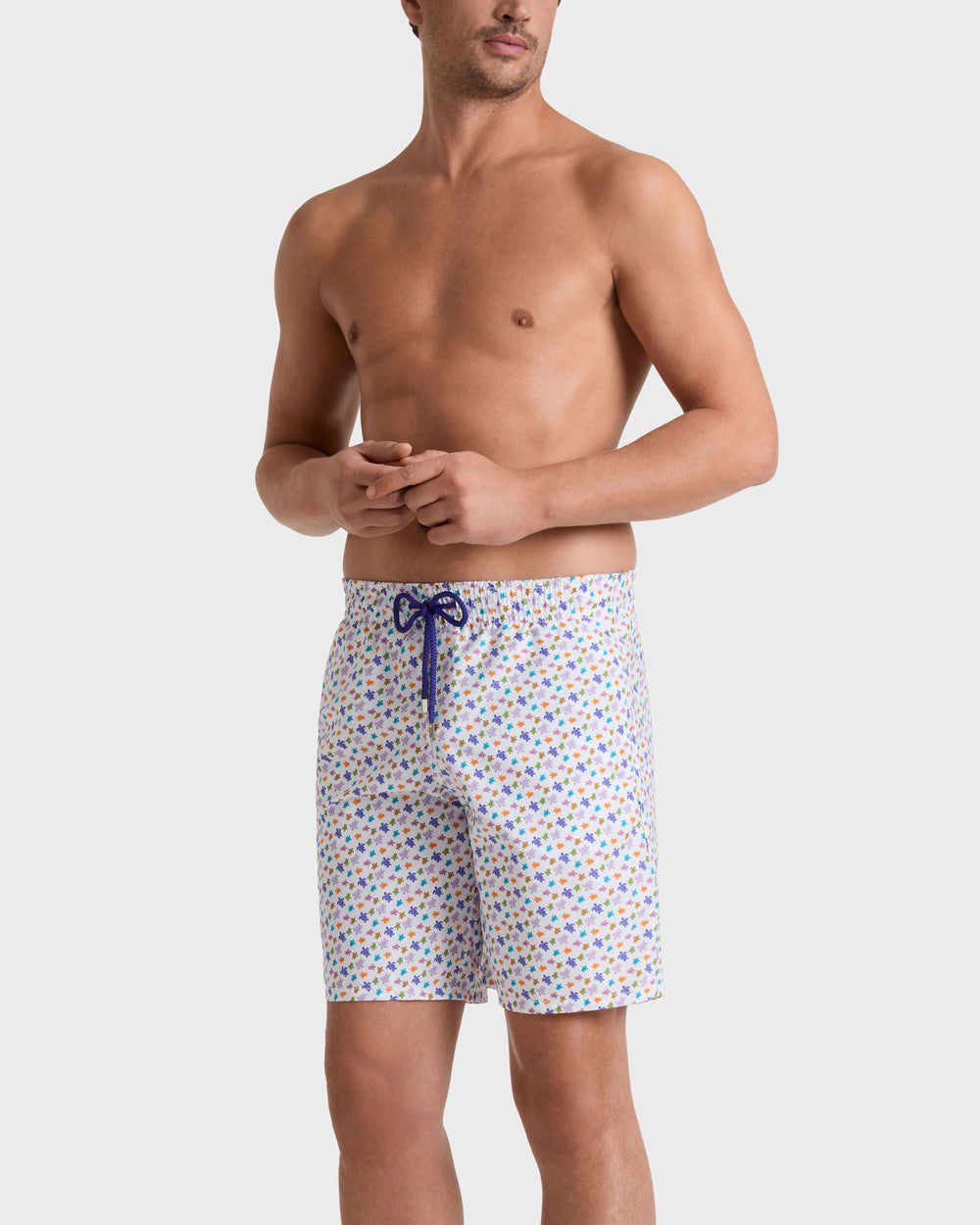 Long Swim Trunks Micro Ronde des Tortues - White / Vilebrequin For sale