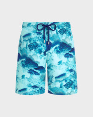 Long Stretch Swim Trunks Coral Reef - Blue Oxygene / Vilebrequin US