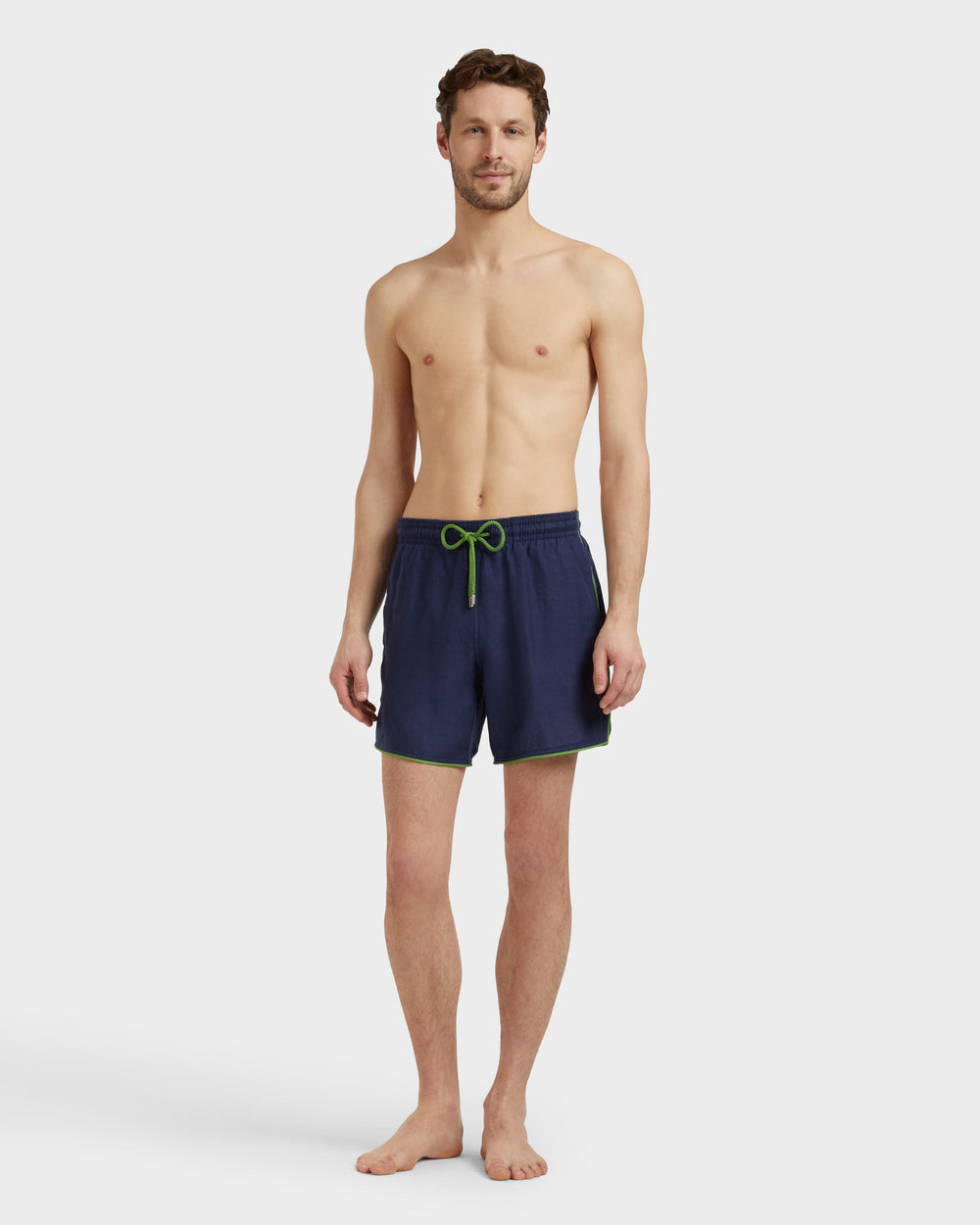 Linen Swim Shorts Solid - Blue Navy / Vilebrequin Sale