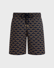 Long Stretch Swim Shorts Turtles Chain - Blue Navy / Vilebrequin US