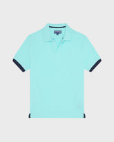Cotton Pique Polo Shirt Solid - Blue Oxygene / Vilebrequin For sale