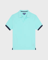 Cotton Pique Polo Shirt Solid - Blue Oxygene / Vilebrequin For sale