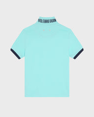 Cotton Pique Polo Shirt Solid - Blue Oxygene / Vilebrequin For sale