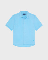 Mineral Dye Linen Bowling Shirt - Blue Larimar / Vilebrequin Online