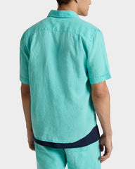 Mineral Dye Linen Bowling Shirt - Green Aventurine / Vilebrequin Outlet