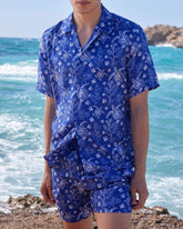 Silk Bowling Shirt X-Ray Turtles - Blue Marrakech / Vilebrequin Discount