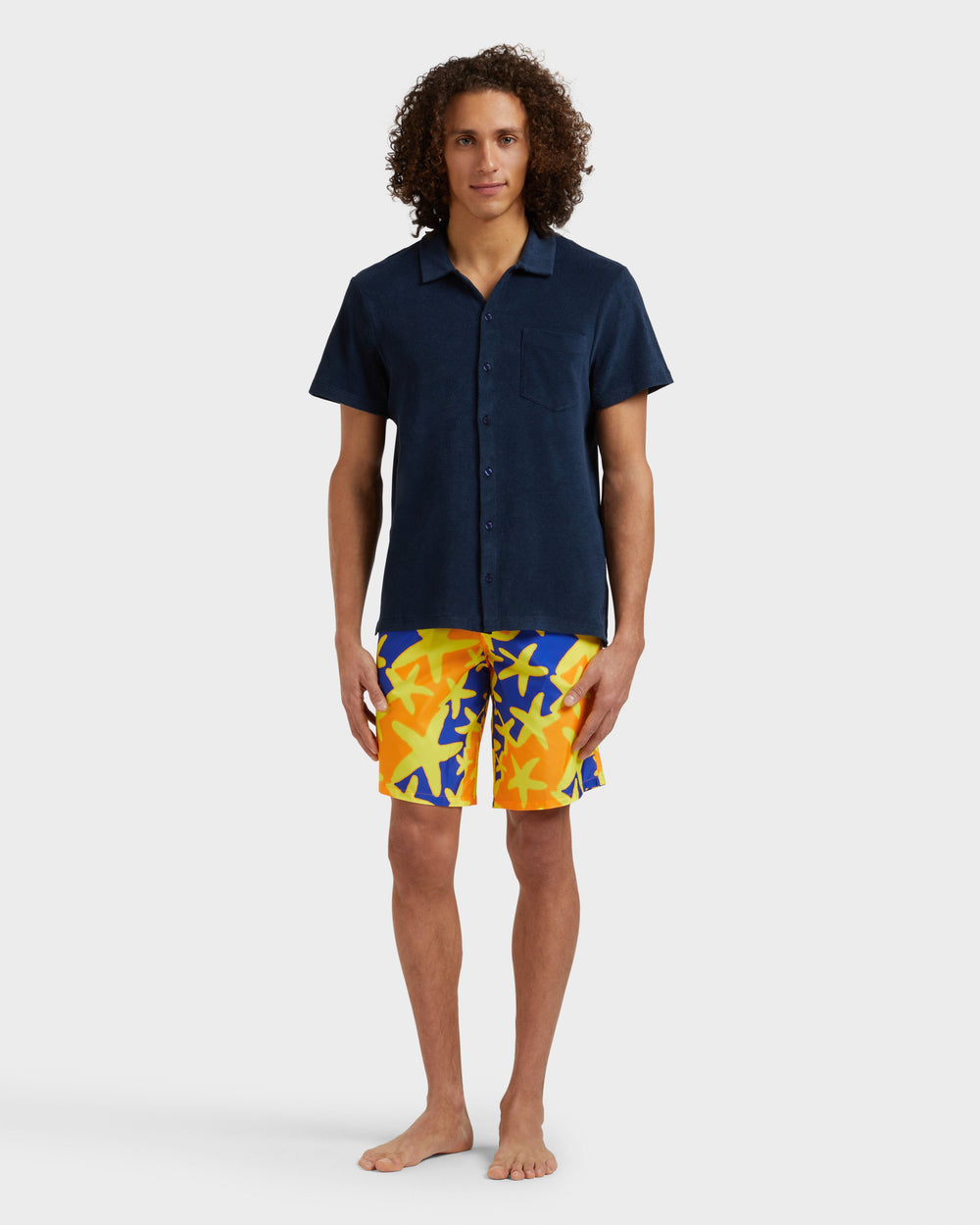 Cotton Bowling Shirt Solid - Blue Navy Shirt / Vilebrequin New