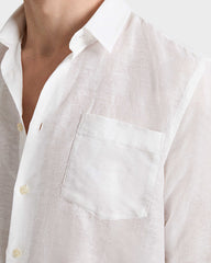 Linen and Cotton Shirt Solid - White / Vilebrequin For sale