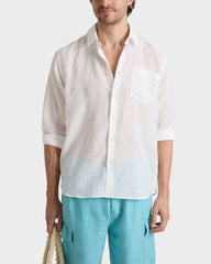 Linen and Cotton Shirt Solid - White / Vilebrequin For sale