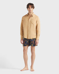 Linen Shirt Natural dye - Brown Mocha / Vilebrequin On sale