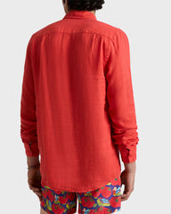 Linen Shirt Solid - Red Dalia / Vilebrequin Discount