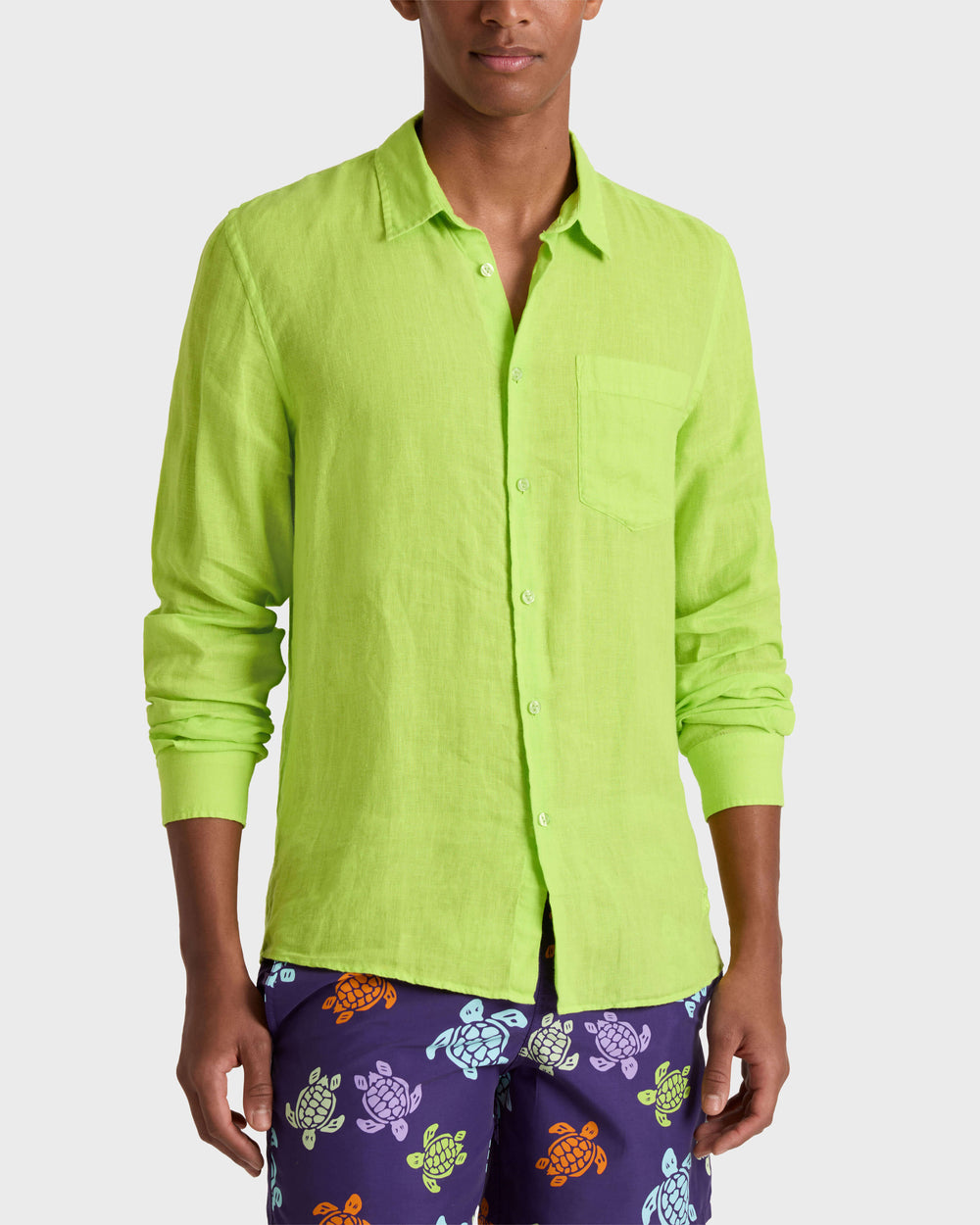Linen Shirt Solid - Green Acide / Vilebrequin New