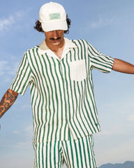 Linen Bowling Shirt HS Stripes - Vilebrequin x Highsnobiety - Green Garden Website | HARZ3U50 / Vilebrequin Sale