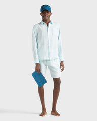 Linen Shirt Natural dye - Blue Pacific / Vilebrequin Discount