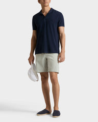 Stretch Cotton Bermuda Shorts Seersuckers Stripes - Green Khaki / Vilebrequin Outlet
