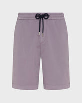 Satin Cotton Elastic waist Bermuda Shorts Solid - Purple Ouragan / Vilebrequin US