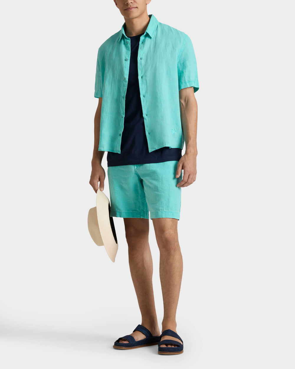 Mineral Dye Linen Bermuda Shorts - Green Aventurine / Vilebrequin Online