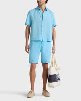 Mineral Dye Linen Bermuda Shorts - Blue Larimar / Vilebrequin Sale