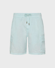 Linen Bermuda Shorts Cargo Pockets Natural Dye - Blue Pacific / Vilebrequin Online