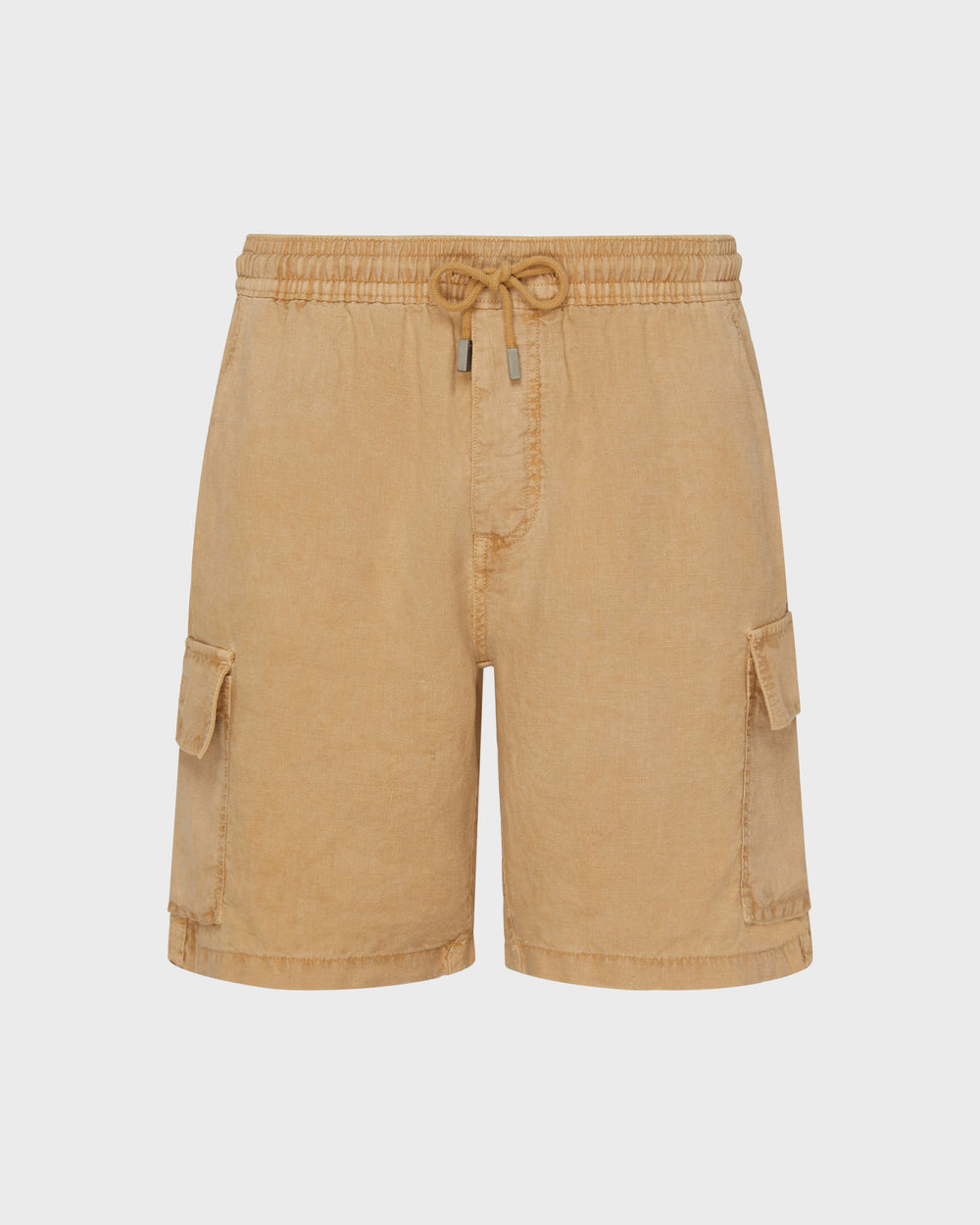 Linen Bermuda Shorts Cargo Pockets Natural Dye - Brown Mocha / Vilebrequin On sale