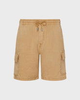 Linen Bermuda Shorts Cargo Pockets Natural Dye - Brown Mocha / Vilebrequin On sale