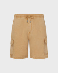 Linen Bermuda Shorts Cargo Pockets Natural Dye - Brown Mocha / Vilebrequin On sale