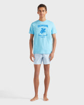 Cotton T-shirt Contrasted Placed Gomy Logo - Blue topaz / Vilebrequin For sale
