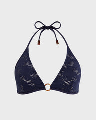 Triangle Bikini Top Jacquard Fleur Broderie Anglaise - Blue Navy / Vilebrequin Discount