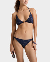 Mini Brief Bikini Bottom Jacquard Fleur Broderie Anglaise - Blue Navy / Vilebrequin Outlet